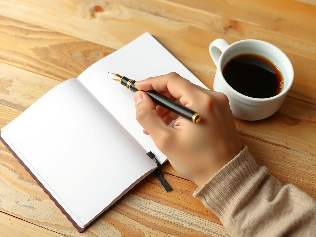 Hand schreibt in Notizbuch